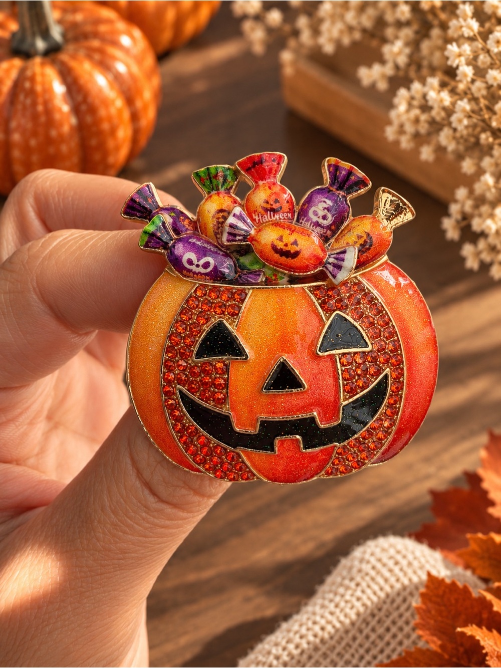 Halloween Pumpkin Candy Brooch Pin